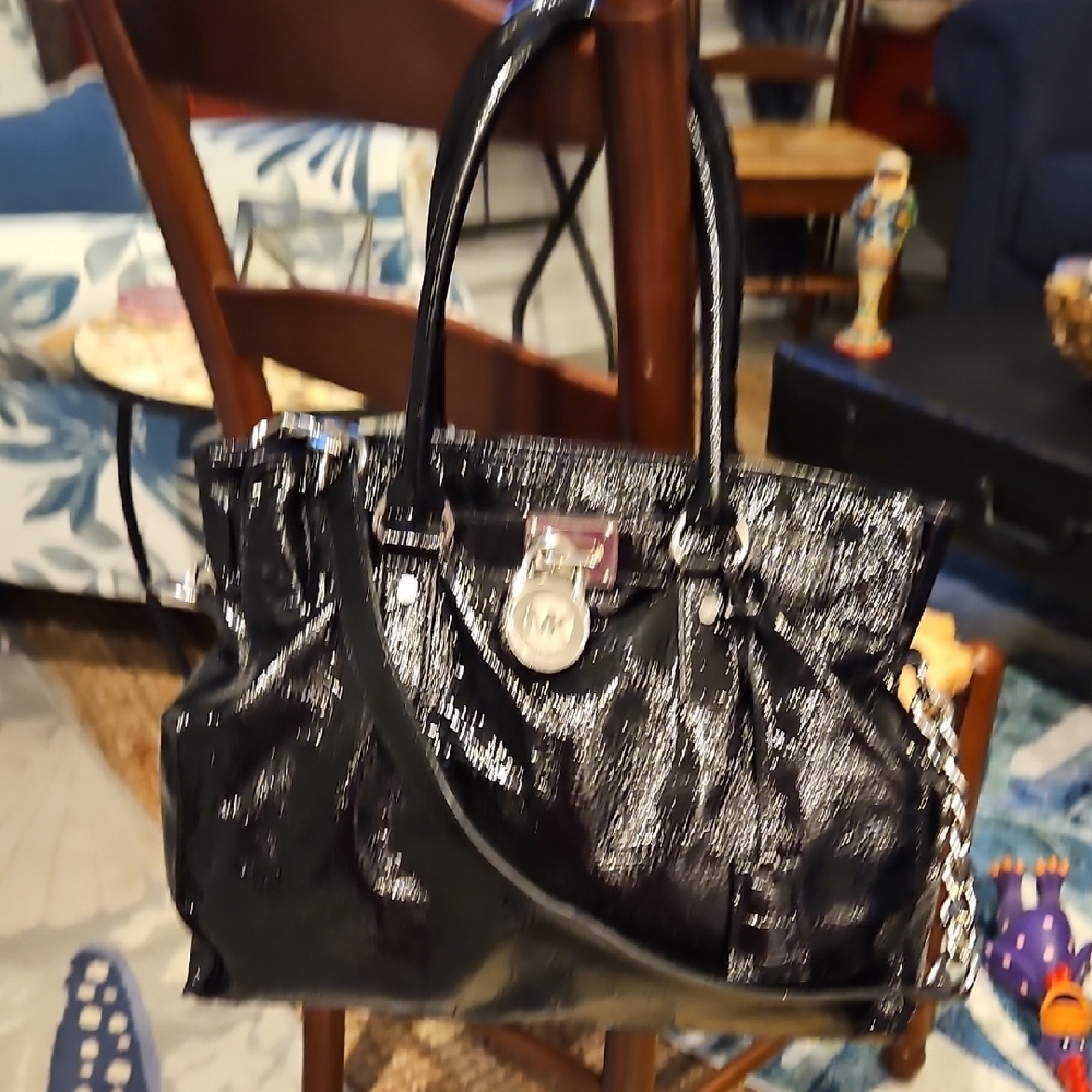 Pre-owned Michael Kors Black Hamilton Patent Leather Satchel